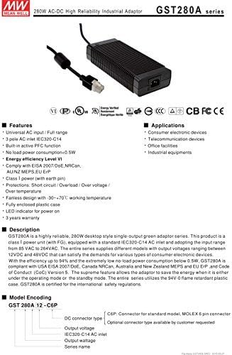 [PowerNex] ממוצע היטב GST280A24-C6P 24V 11.67A AC/DC מתאם תעשייתי אמינות גבוהה